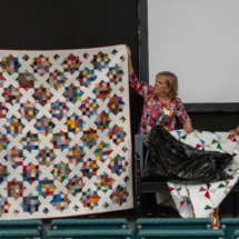 Quilt presentation to Dawn West by Sue D. and Peggy S.