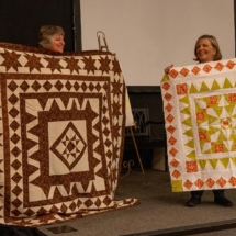 Tracy & Peggy show their medallion quilt